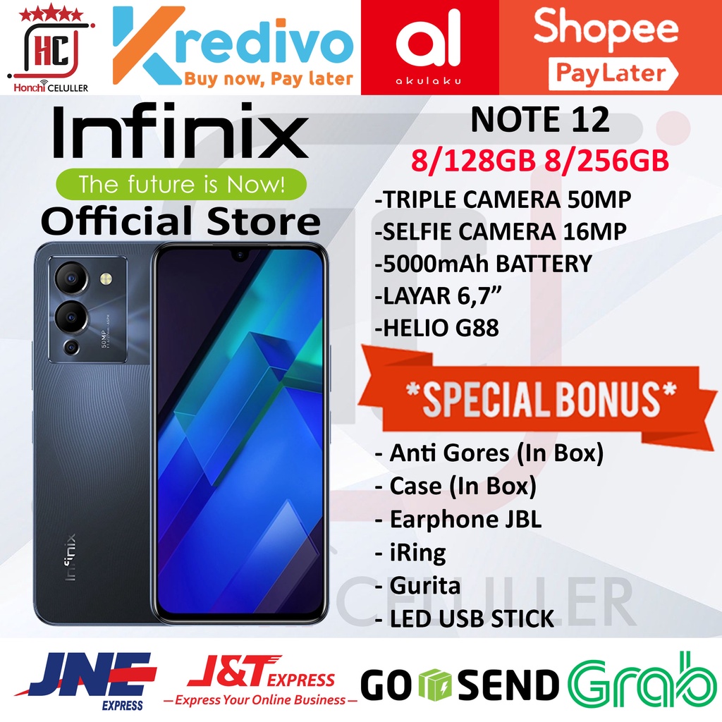 INFINIX NOTE 12 8/256 8/128 GB GARANSI RESMI INFINIX INDONESIA FULL BONUS