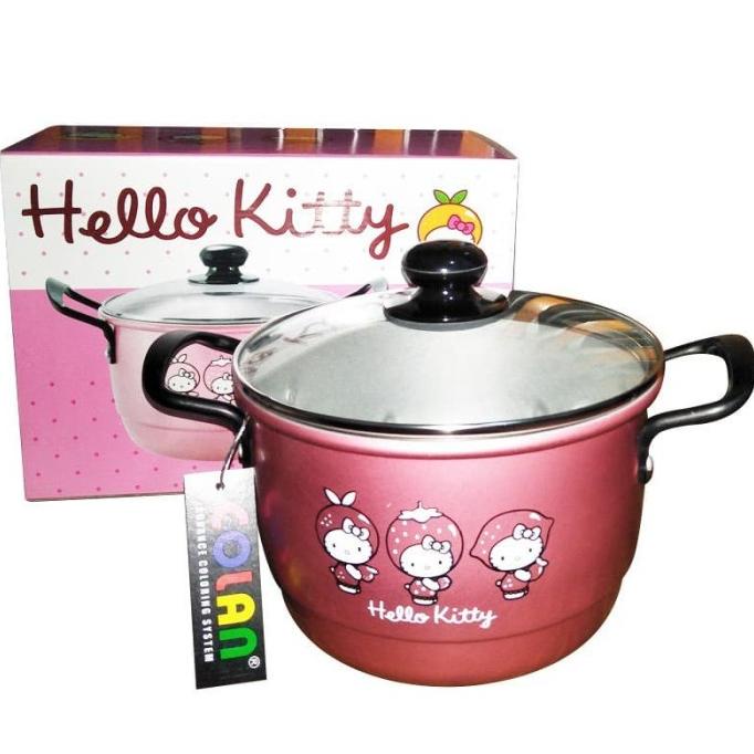 ,,,,,,,] Maspion panci + steamer hello kitty tutup kaca 18 DH - Pink