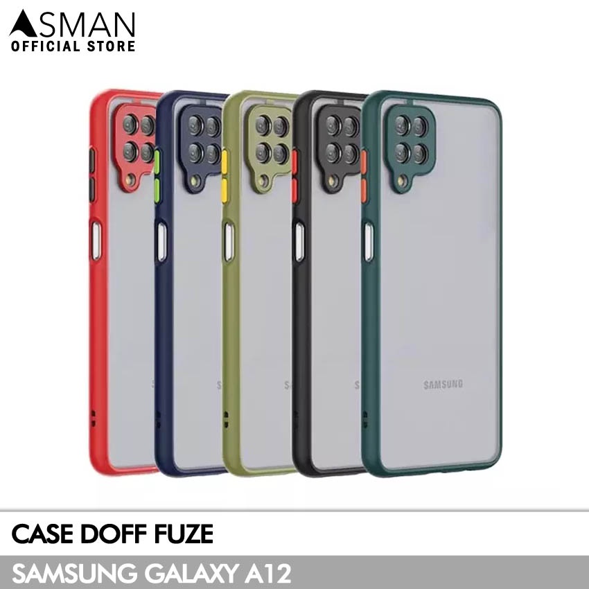 Asman Case Samsung Galaxy A12 Doff Fuze Premium Shield Protector