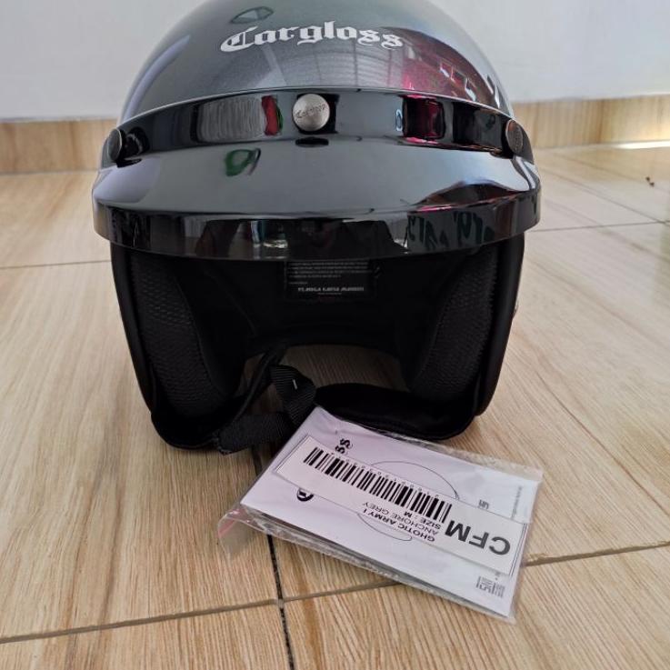 (PALING DICARI) HELM CARGLOSS CFM/Retro Anchor Grey 100% Original Tanpa Kaca