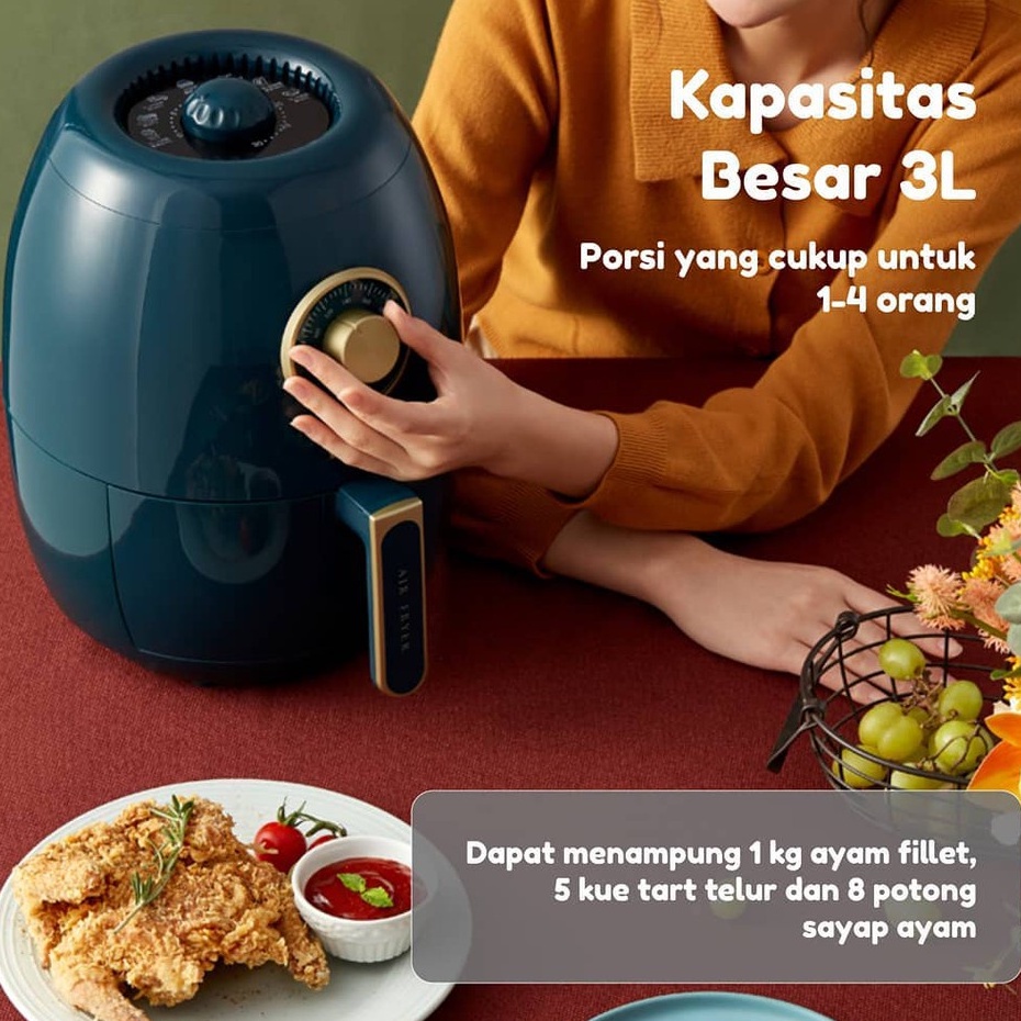 EMILY Air Fryer 3.5L - Green EAF-17302 / Non Oil Frying Machine / Alat Goreng Tanpa Minyak