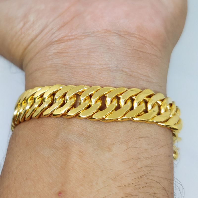 Gelang Tangan Lipan Jumbo Lapis Emas Asli Lebar 1,3cm