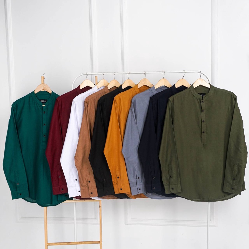 Kemejalaku Kemeja Koko Casual Pria LONG KOKO SHANGHAI ARMY GREEN E-1411J