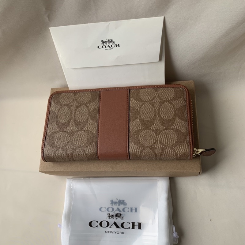 COACH LONG WALLET ACCORDION ZIP WALLET BROWN 54630