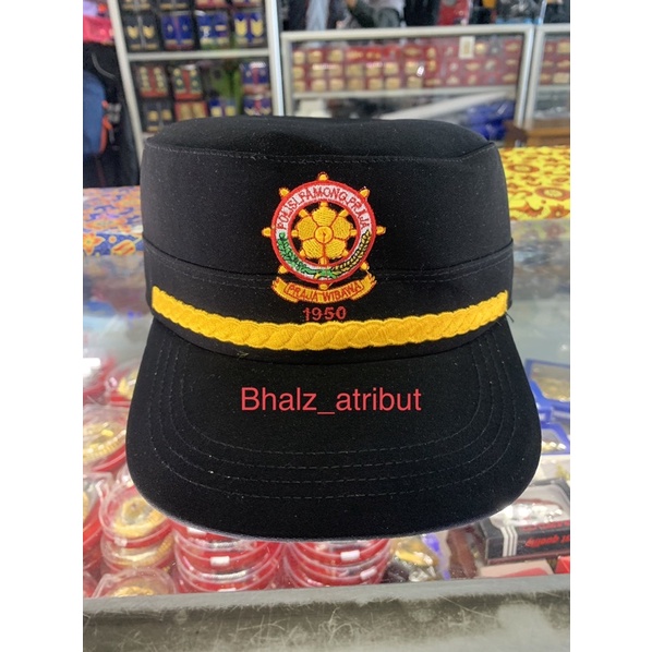 Topi komando pol po HITAM gol 3 / Topi komando pol pp logo lis warna HITAM