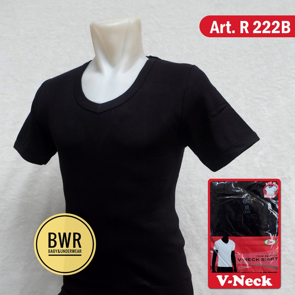 Oblong Rider HITAM V- Neck Art. R 222B | Pakaian Pria Kaos Oblong Hitam - Bwr