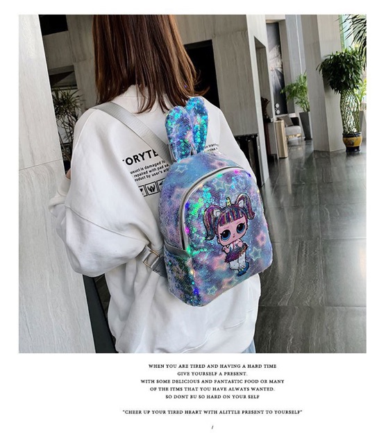 Tas Ransel Sequin Lampu LED LOL - LOL12 tas backpack anak perempuan