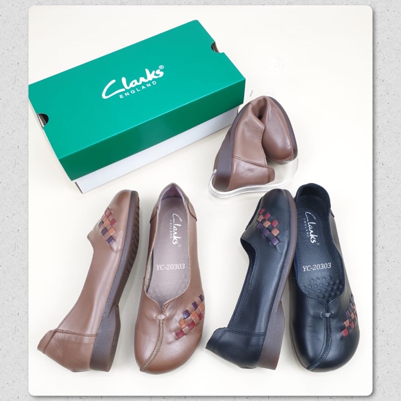 TERMURAH Sepatu Clarks YC-20303 Leather Flat / Clark / Leather Flat / Sepatu kerja / Kantor wanita