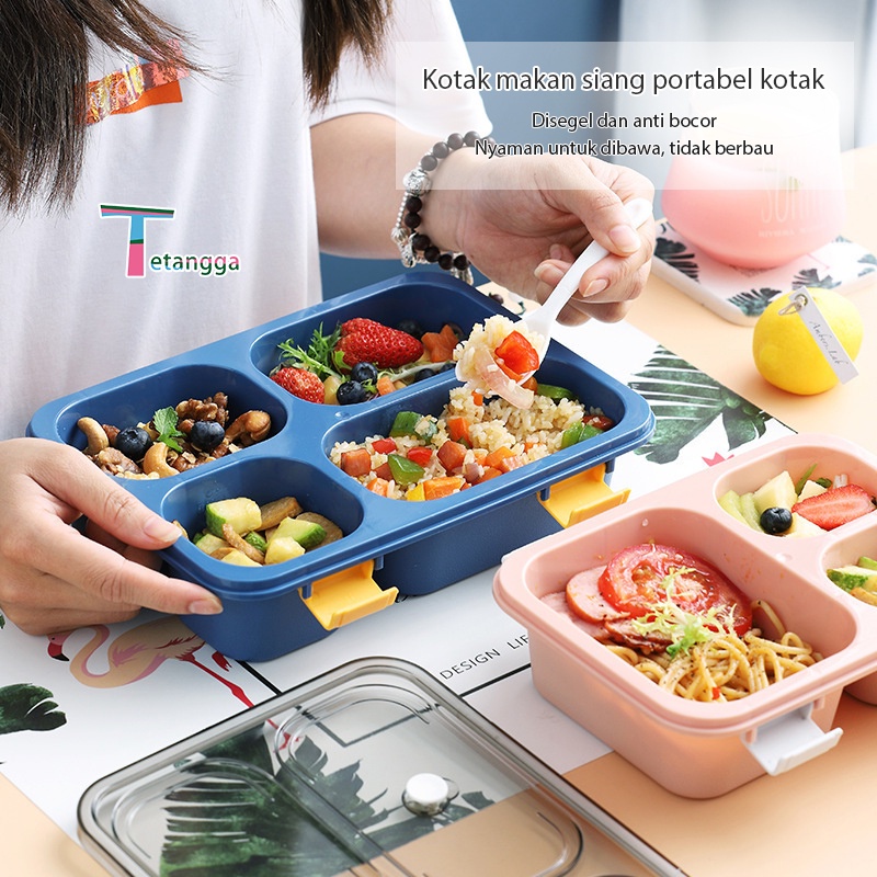 Lunch Box /3/4 Grid tempat makan Dengan Dengan Kotak Sup Dan Sendok Gratis/1250ml kotak bekal