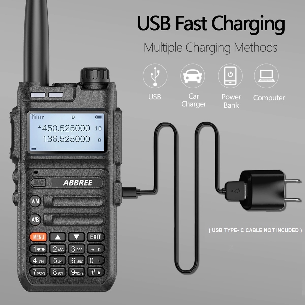 AKN88 - HT ABBREE AR-F5 Walkie Talkie Full Band 128CH Wireless Copy Frequency