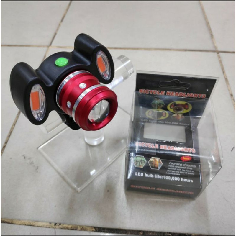 Lampu Depan Sepeda LED Usb Baterai Cas Charge Bisa Zoom Sinarnya / Lampu Sepeda Depan