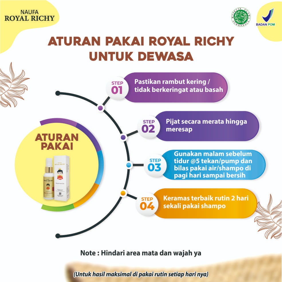 Naufa Royal Richy - Hair Serum Original Minyak Kemiri Penumbuh Pelebat Penyubur Menghitamkan Rambut Bayi Anak Cegah Kebotakan &amp; Kerontokan Isi 60ml