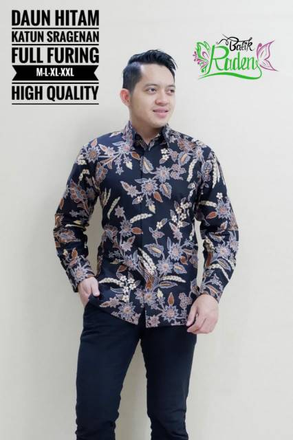 DAUN Kemeja Batik Pria Katun Sragenan Full Furing