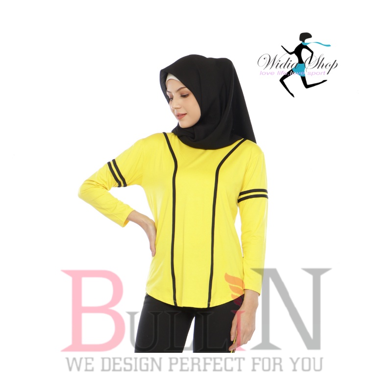 baju senam kerin panjang / atasan zumba cewek / Bullin-Kuning