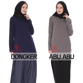  Baju  Kaos  Muslimah  Polos  Kancing Depan Remaja Terbaru 