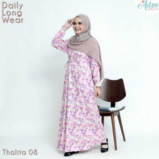 Gamis || Thalita Dress || Daily Wear by Aden Hijab || Bahan Katun Jepang  Original Motif