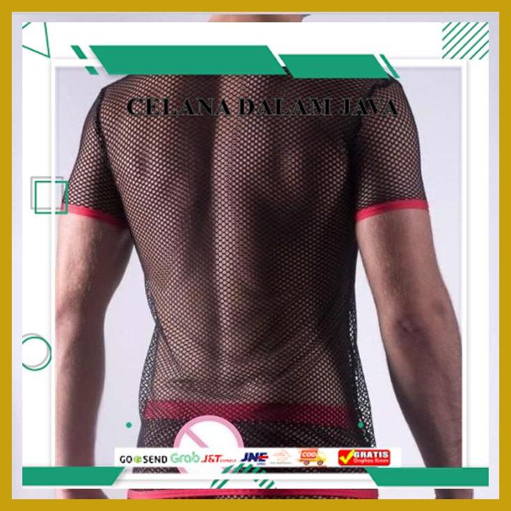 KAOS JALA PRIA SEXY / CNCD A202-1 HOT MEN T SHIRTS TRANSPARENT MESH SHORT SLEEVE TOPS TEES  IMPORT!!