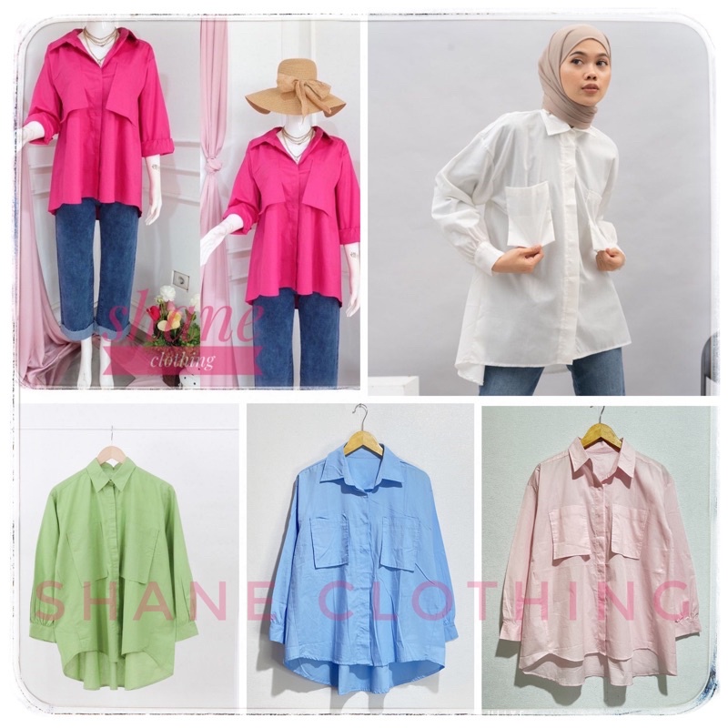 SHANE CLOTHING KEMEJA WANITA OVERSIZE FANTA FUSHIA KANTONG LENGAN
PANJANG BAHAN KATUN IMPORT 752