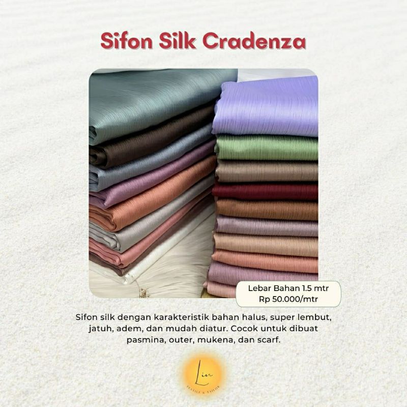 Sifon Silk | Tiarani Yoryu | Pashmina Silk | Bahan Hijab | Sifon Cradenza [TERMURAH, BAHAN IMPORT]