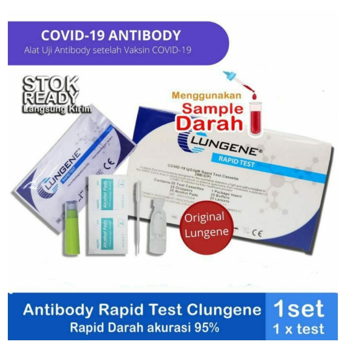 ORIGINAL!! Lungene Rapid Test BIRU IZIN KEMENKES /Antigen Swab/ Swab Test /Covid (ECER)