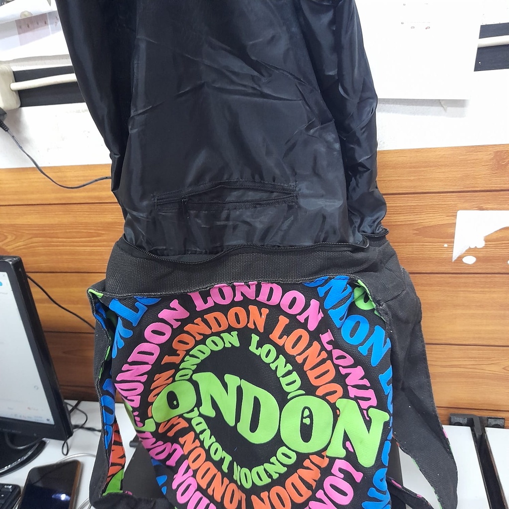 TAS SLEMPANG LONDON PARIS BAHAN KANVAS SABLON KARET