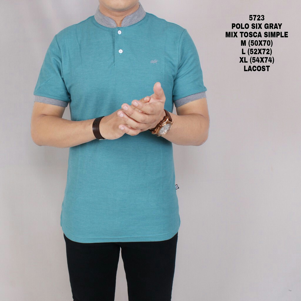 BAJU KAOS POLO SIX POLOSHIRT PRIA KERAH SHANGHAI TOSCA MIX GRAY