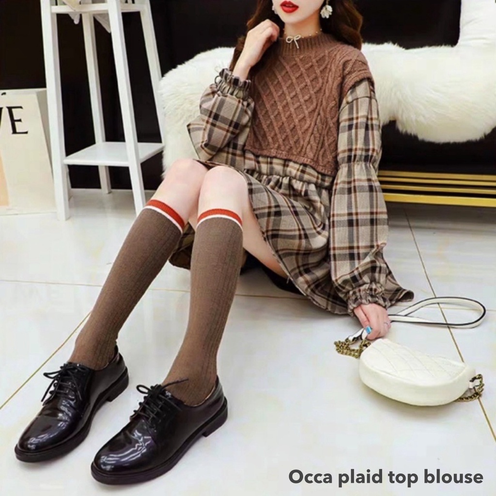 Occa plaid top blouse - Thejanclothes