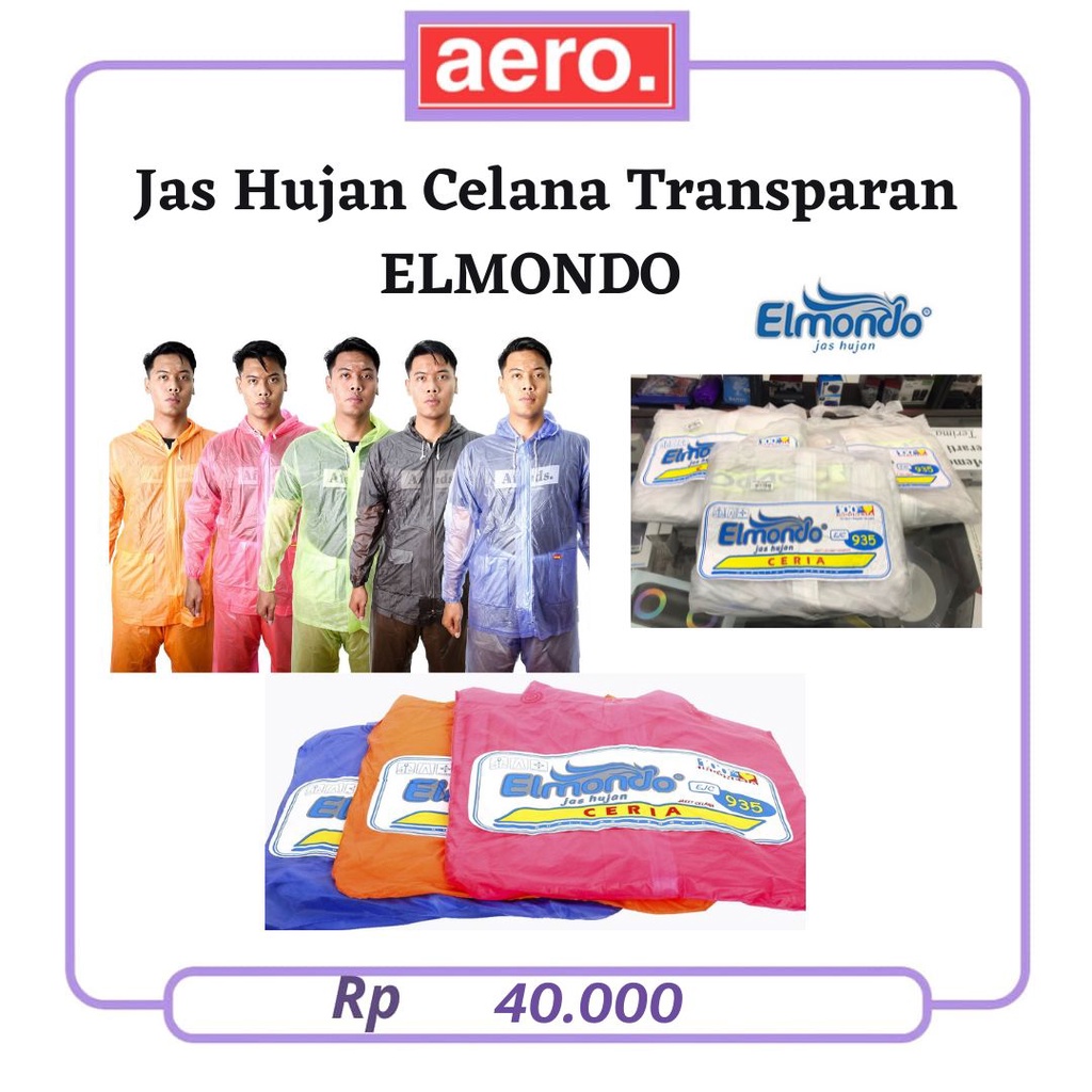 Jas Hujan Celana Baju Mantel Dewasa Transparan Elmondo