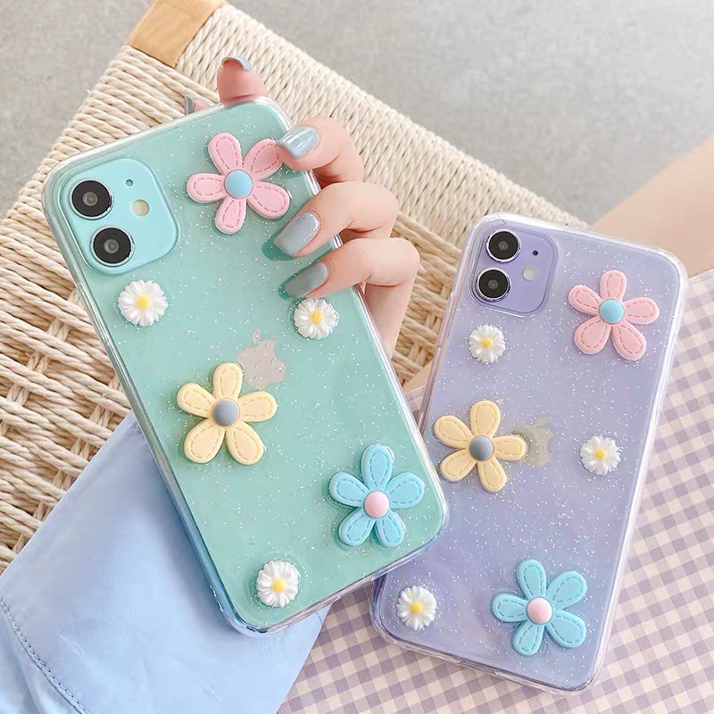 3D Cuty Daisy Flower Clear Soft Case iPhone 6 6S 7 8 Plus