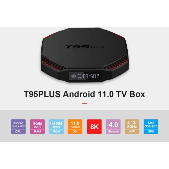 AO86Z18 TJBOX T95 PLUS 8/64 GB ANDROID TV BOX RK3566 OS 11.0 DUAL WIFI FGBFD6946