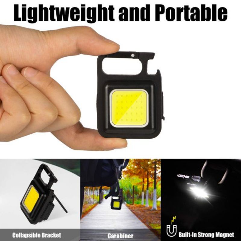 Lampu mini COB karabiner super terang portable kaychain gantungan