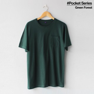 Baju Kaos  Polos POCKET SAKU GREEN FOREST Tangan Lengan 