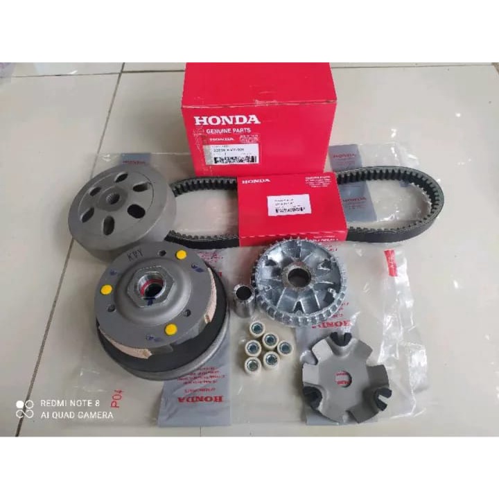 PAKETAN KOMPLIT CVT) 1 SET PAKET HEMAT HONDA KVY BEAT KARBU,SCOOPY KARBU,SPACY KARBU (ISI PAKET CVT HONDA KVY PULLY ASSY MANGKOK GANDA KAMPAS GANDA RUMAH ROLLER &amp; ROLLER VANBELT