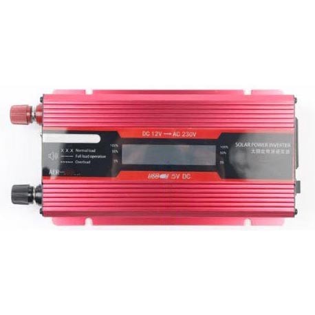 Car Power Inverter DC 12V to AC 220V 500W with LED Display - Red