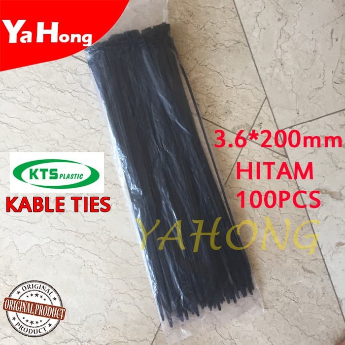 Nylon Cable Tie Kabel Tis Nilon Kabel Ties Pengikat 3.6 x 200mm 20cm HITAM