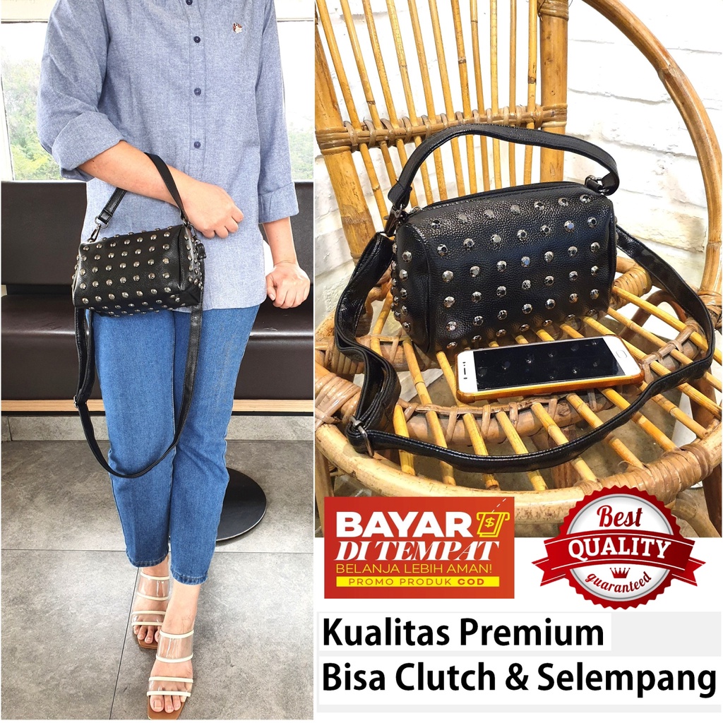Tas Import Korea Sling Bag Wanita / Tas Selempang Terbaru Kecil / Tas Kecil Cewek Carla Hitam