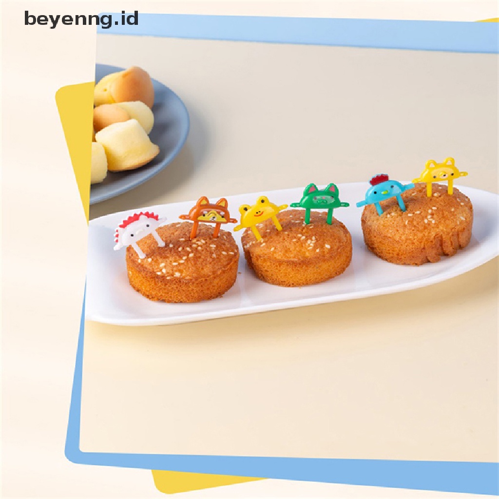 Beyen 6Pcs Garpu Buah / Dessert / Bento Desain Kartun Hewan Lucu