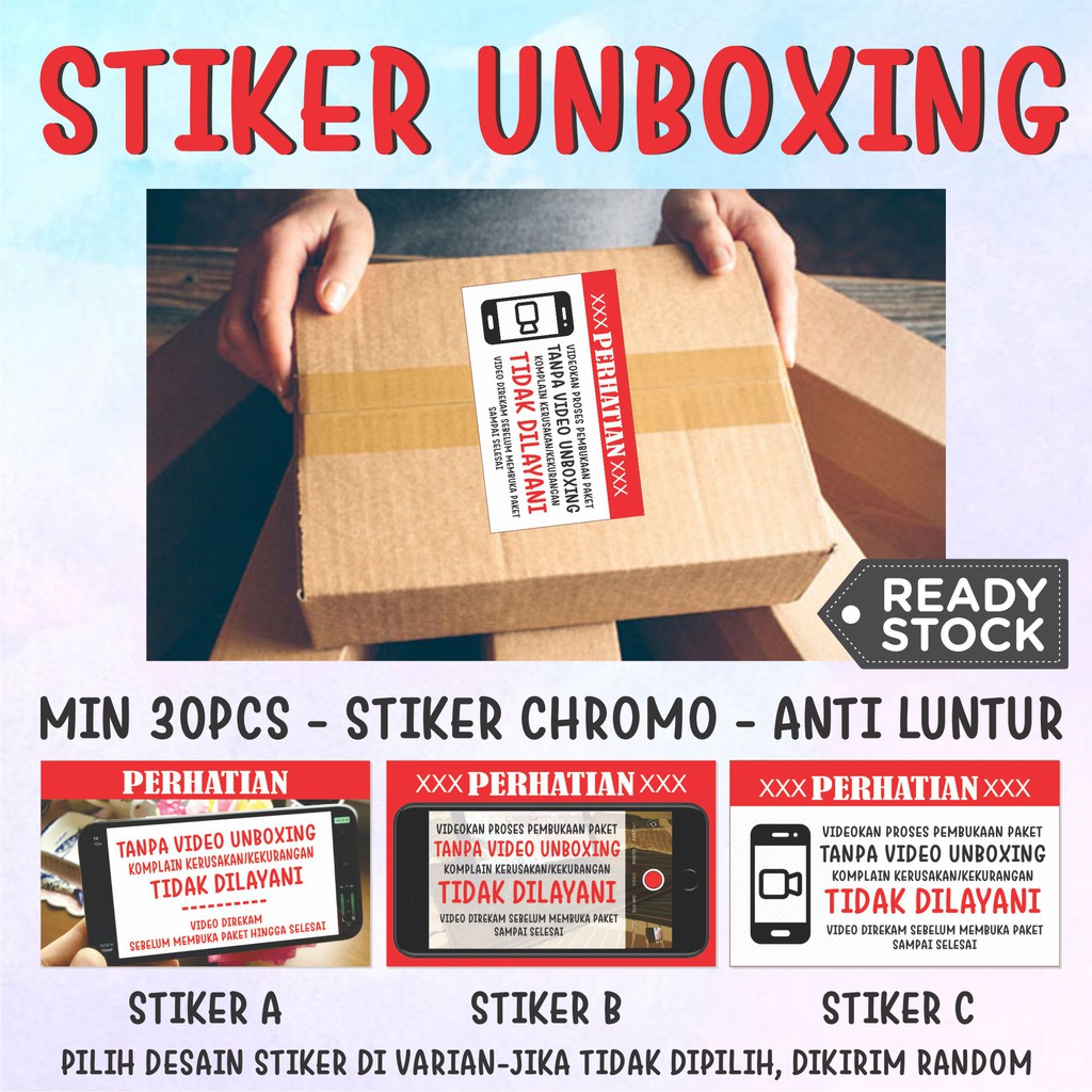 

Stiker Label Video Unboxing Paket ukuran - 1 pack isi 30 pcs - 8 x 5cm