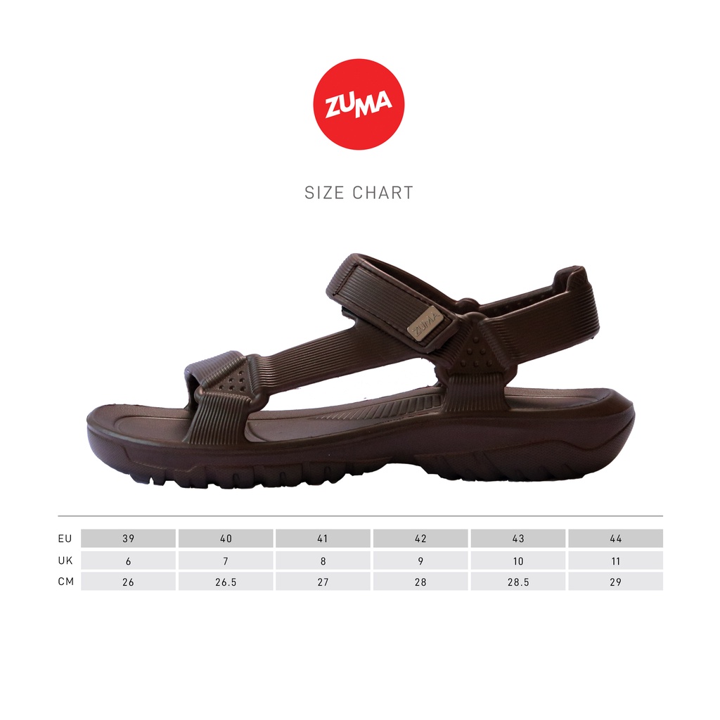 Zuma Men Rocky 3 Brown, Sandal Gunung Pria Karet Polos - Cokelat