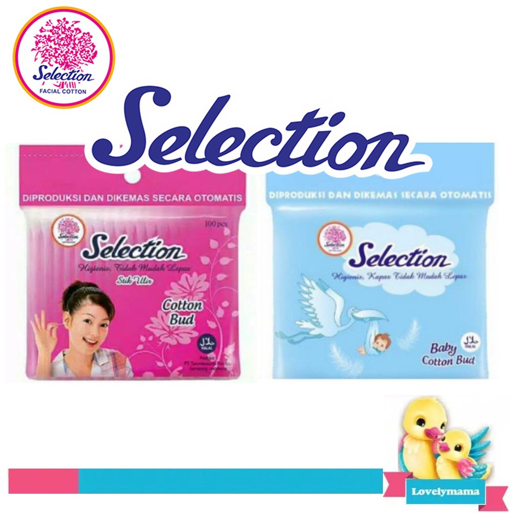 Cotton bud Selection korek kuping telinga kapas anak dewasa bayi biru dan pink 100pc cottonbud