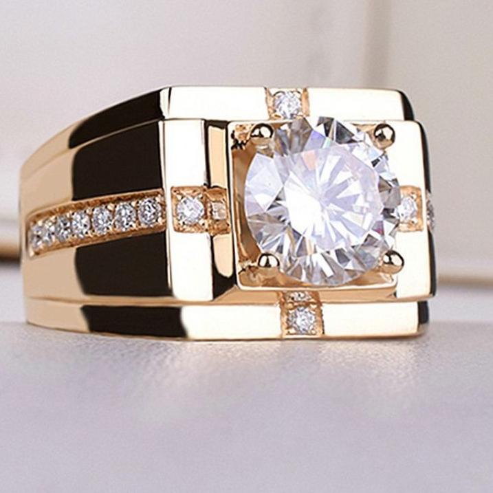 Model Baru.. Cincin Platinum Berlian Gold Pria/Wanita Mewah