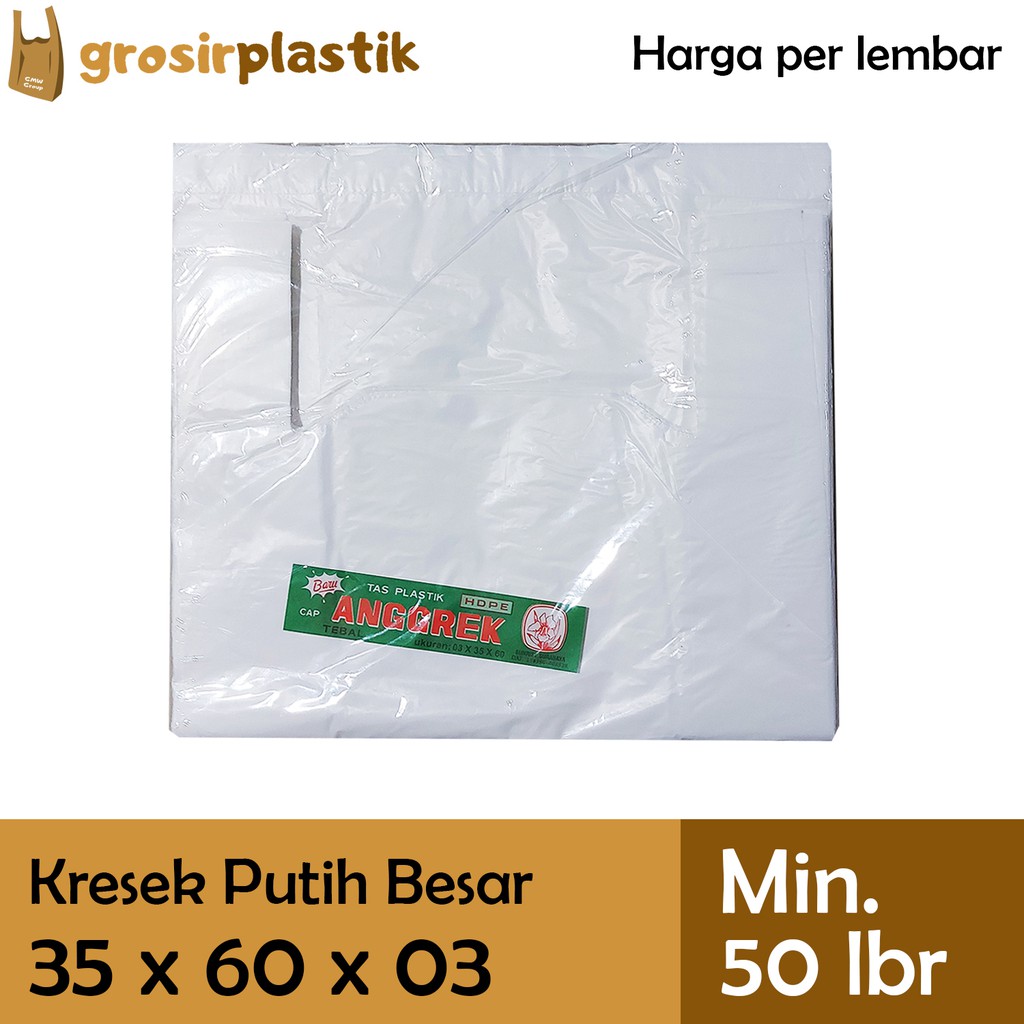 [LBR] Grosir Plastik Kantong Kresek ANGGREK 35 x 60 x 03 Putih Tebal GK43 - Grosir Plastik