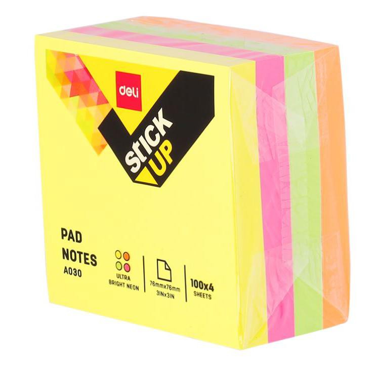 STICKY NOTES MEMO TUMPUK TEMPEL WARNA 76X76 ISI 400 LBR A030 DELI STICK NOTES MEMO PAD