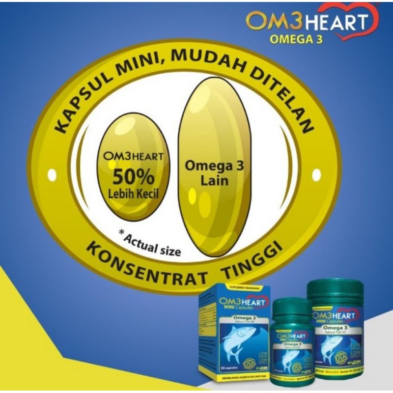 Om3Heart Omega-3 (Natural Fish Oil) isi 60 Kapsul