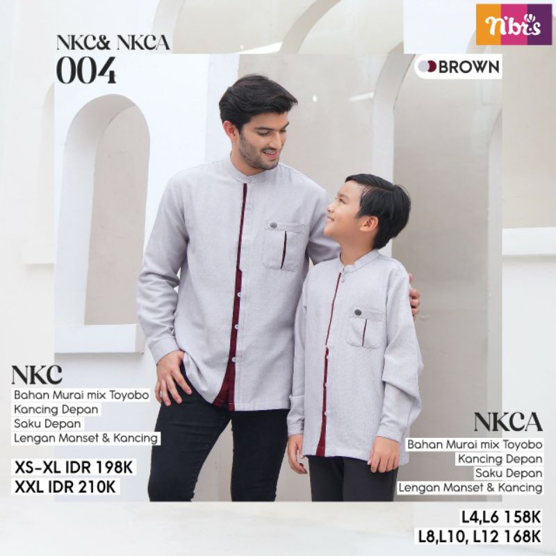 Koko Nibras Lengan Panjang  NKC 004 NKCA 004 Dewasa Anak Hitam Abu