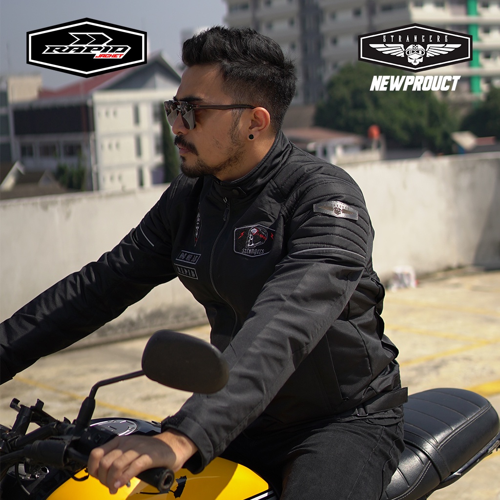 JAKET motor touring premium  RAPID STRANGERS jaket bikers full bordir tengkorak anti air dan anti angin