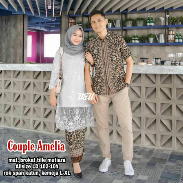 couple kebaya batik asli pekalongan RnB amalia couple set brukat semi sutera