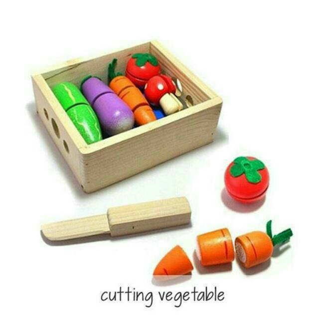 Mainan potong sayur kayu