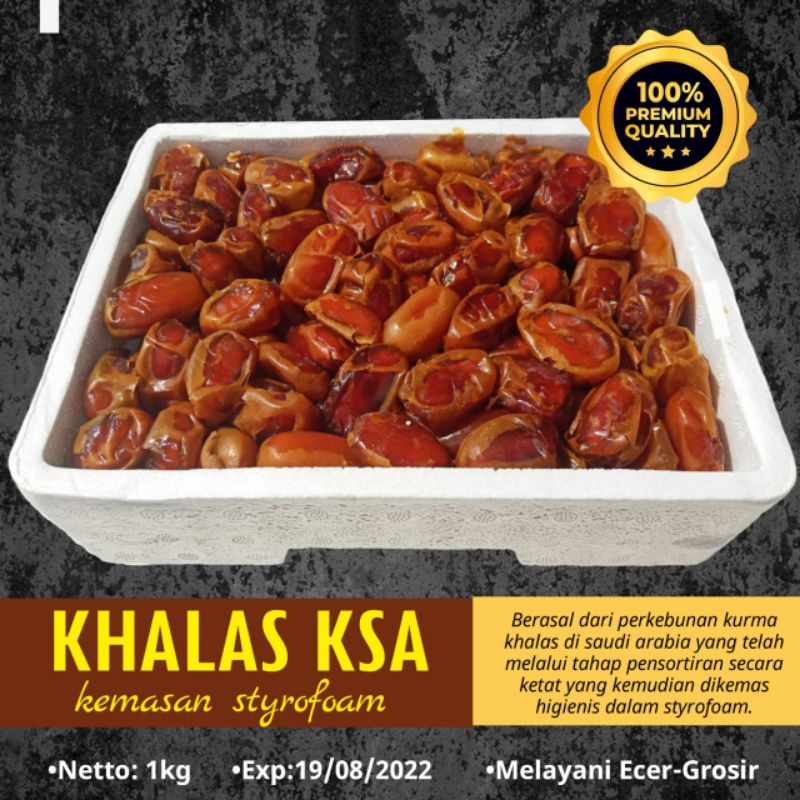 

KURMA KHOLAS 1KG KERAJAAN SAUDI ARABIA GOLDEN DATES GRADE A