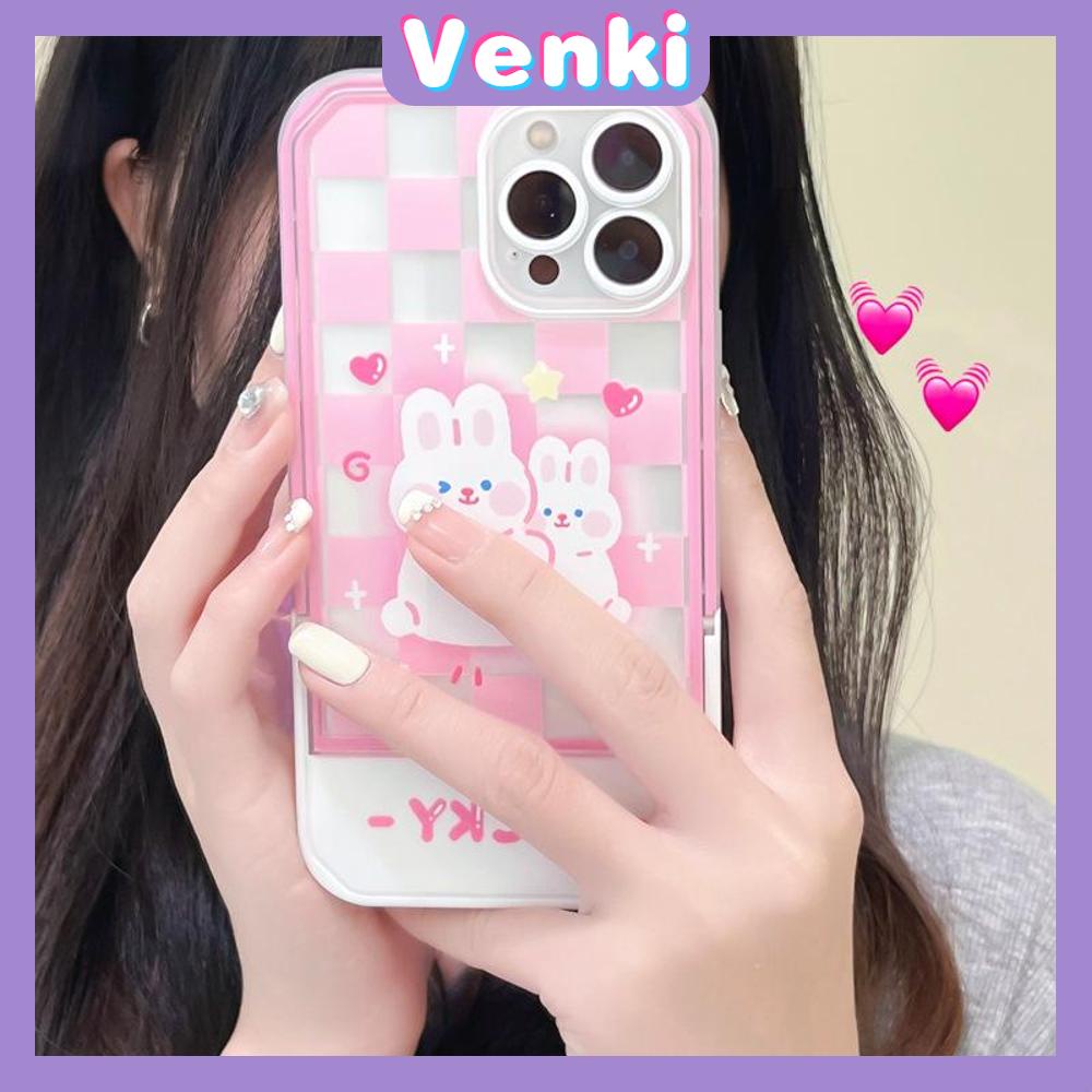 iPhone Case Acrylic Invisible Folding Stand Silicone Soft Case Shockproof Camera Cover Rabbit Cute Cartoon Compatible For iPhone 11 Pro Max 13 Pro Max 12 Pro Max 7Plus xr XS Max